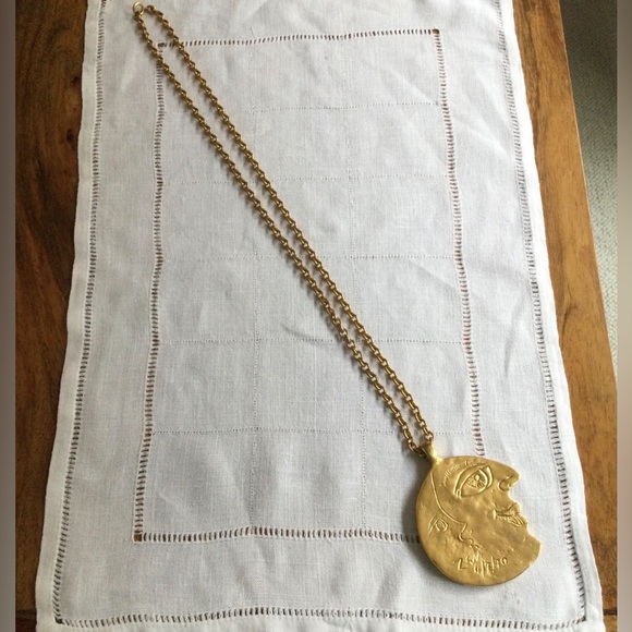 Daniel Harris aka ZEV Double Sided Crescent Moon Face Necklace - Pendant w Chain - Picture 6 of 7